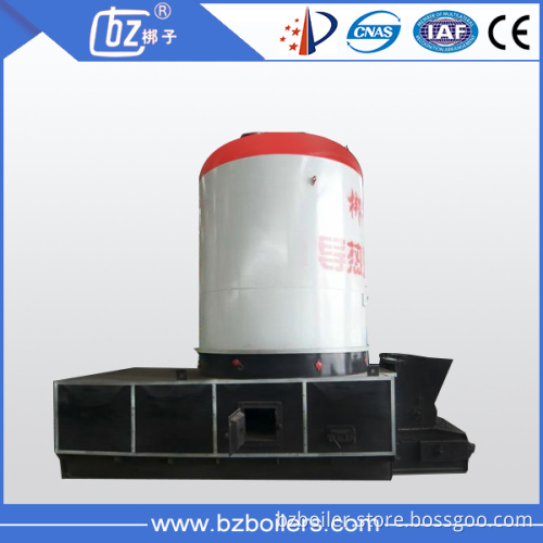 Low pressure thermal fluid boiler biomass heated for hot rolling maching